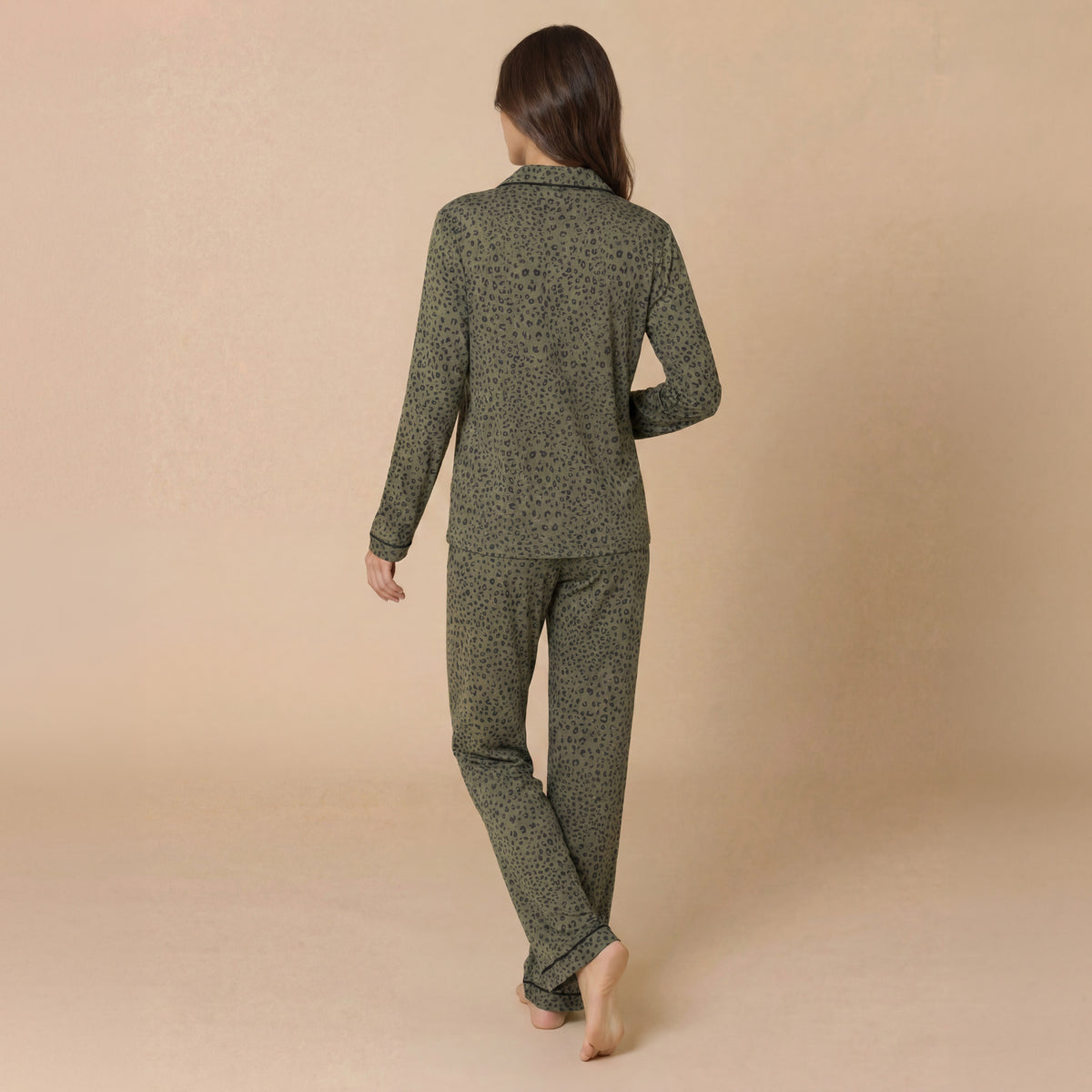 Aria - Slim Notch Collar PJ Set Aria - Slim Notch Collar PJ Set in Wild Olive