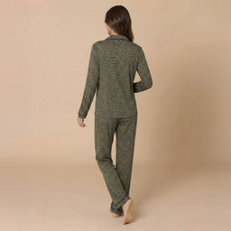Aria - Slim Notch Collar PJ Set Aria - Slim Notch Collar PJ Set in Wild Olive