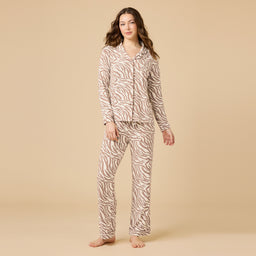 Aria - Slim Notch Collar PJ Set Aria - Slim Notch Collar PJ Set in Zebra Almond