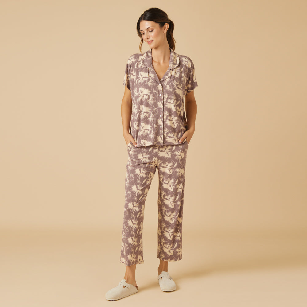 Caftan Top Cropped Pant Set in Driftwood Floral