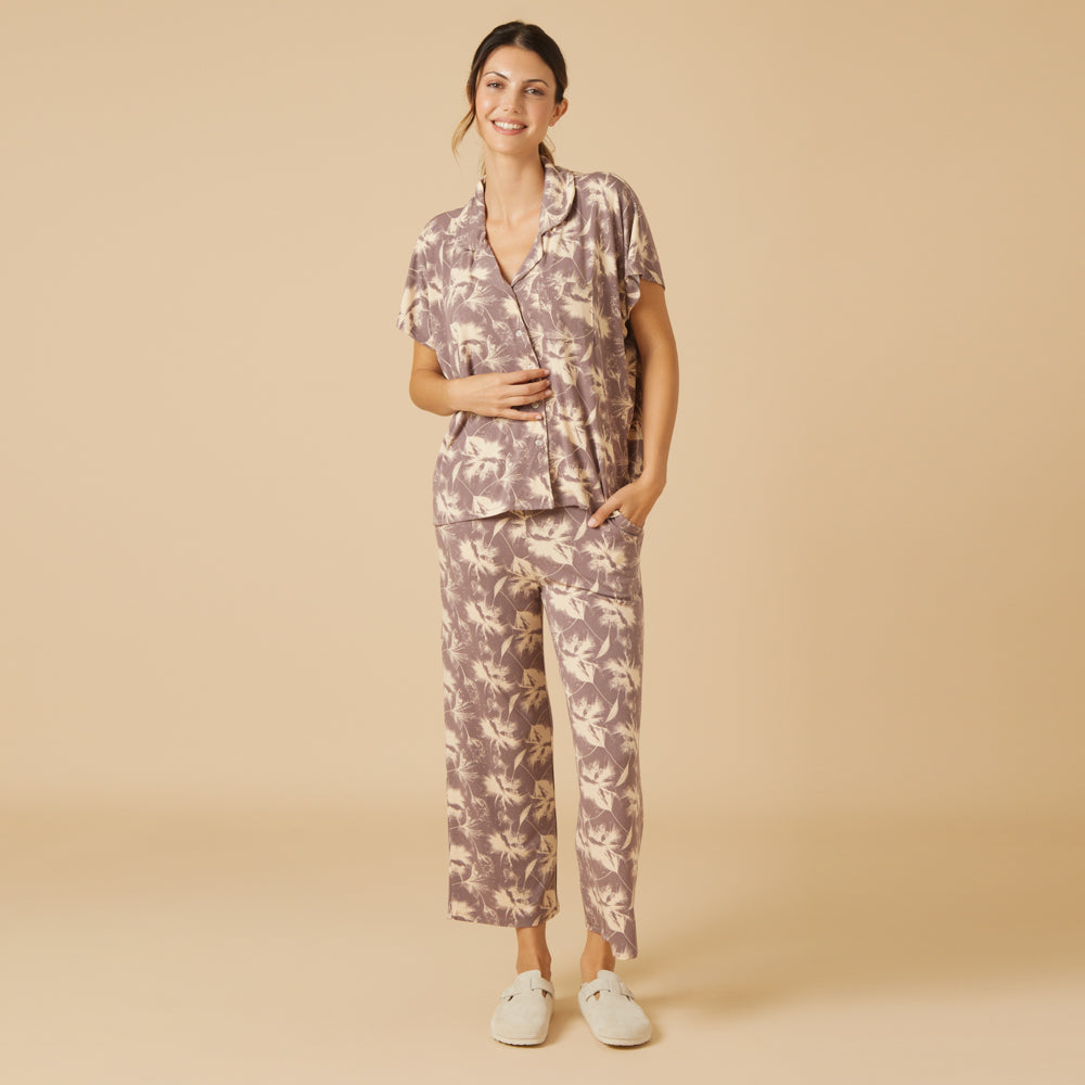 Caftan Top Cropped Pant Set in Driftwood Floral