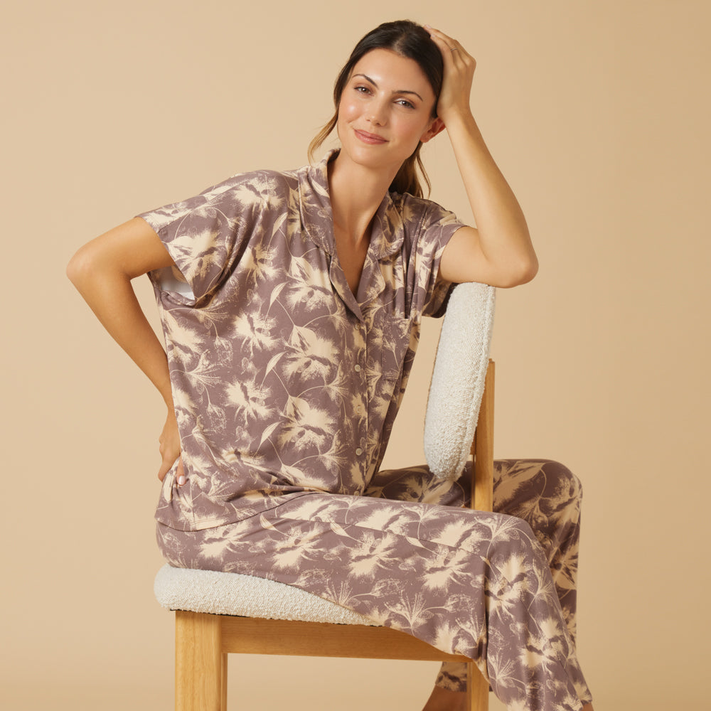 Caftan Top Cropped Pant Set in Driftwood Floral