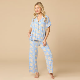Caftan Top Cropped Pant Set Caftan Top Cropped Pant Set in Sky Blue Floral