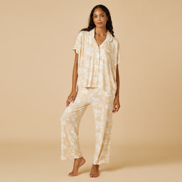 Caftan Top Cropped Pant Set Caftan Top Cropped Pant Set in Warm Sand Floral