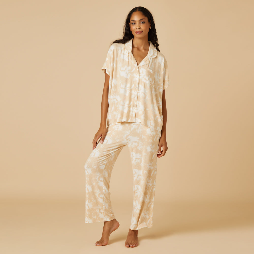 Caftan Top Cropped Pant Set Caftan Top Cropped Pant Set in Warm Sand Floral
