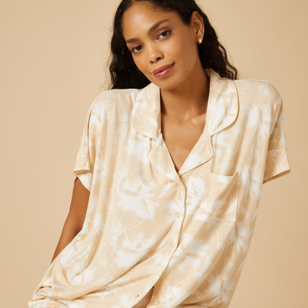 Caftan Top Cropped Pant Set Caftan Top Cropped Pant Set in Warm Sand Floral