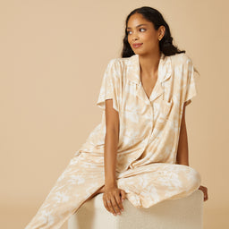 Caftan Top Cropped Pant Set Caftan Top Cropped Pant Set in Warm Sand Floral