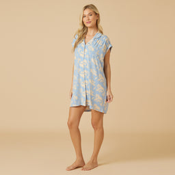 Caftan Mini Sleepshirt Caftan Mini Sleepshirt in Sky Blue Floral
