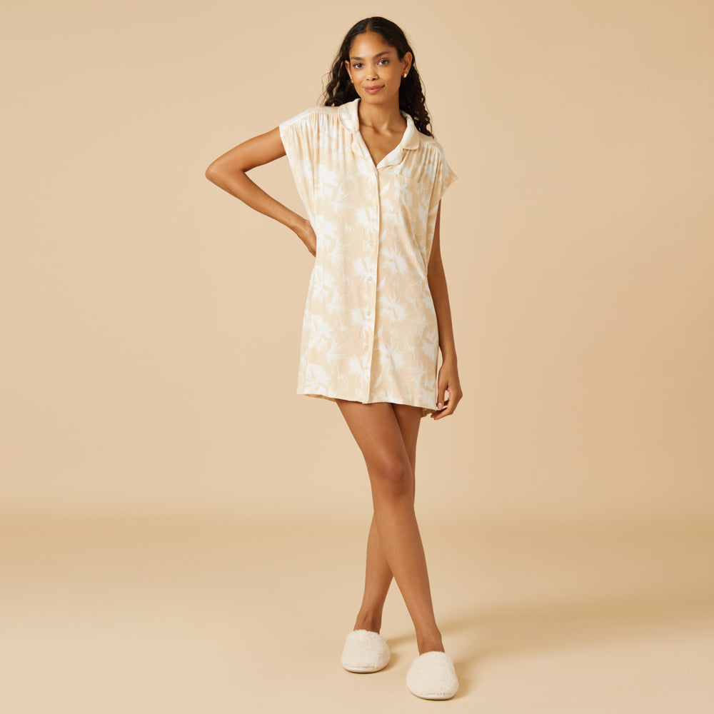 Caftan Mini Sleepshirt Caftan Mini Sleepshirt in Warm Sand Floral