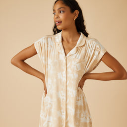Caftan Mini Sleepshirt Caftan Mini Sleepshirt in Warm Sand Floral