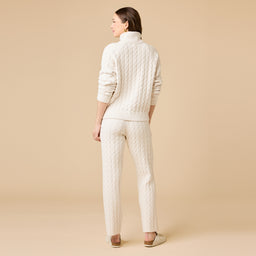Cable Knit Marshmallow 1/2 Zip with Tapered Pant Cable Knit Marshmallow 1/2 Zip with Tapered Pant in Almond