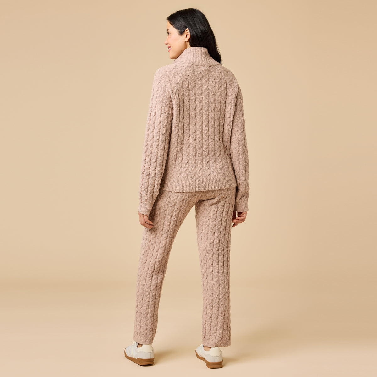 Cable Knit Marshmallow 1/2 Zip with Tapered Pant Cable Knit Marshmallow 1/2 Zip with Tapered Pant in Coco