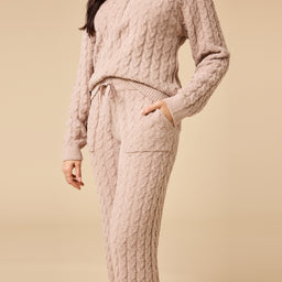 Cable Knit Marshmallow 1/2 Zip with Tapered Pant Cable Knit Marshmallow 1/2 Zip with Tapered Pant in Coco