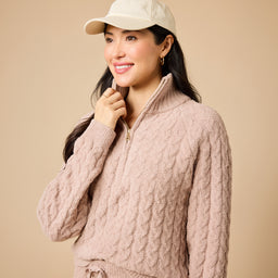 Cable Knit Marshmallow 1/2 Zip with Tapered Pant Cable Knit Marshmallow 1/2 Zip with Tapered Pant in Coco