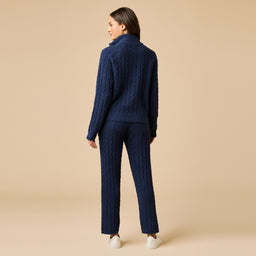 Cable Knit Marshmallow 1/2 Zip with Tapered Pant Cable Knit Marshmallow 1/2 Zip with Tapered Pant in Midnight