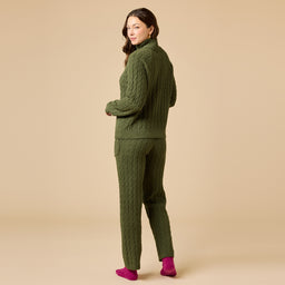 Cable Knit Marshmallow 1/2 Zip with Tapered Pant Cable Knit Marshmallow 1/2 Zip with Tapered Pant in Olive