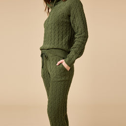 Cable Knit Marshmallow 1/2 Zip with Tapered Pant Cable Knit Marshmallow 1/2 Zip with Tapered Pant in Olive