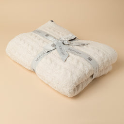 Cable Knit Marshmallow Blanket Cable Knit Marshmallow Blanket in Almond