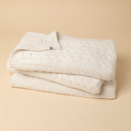 Cable Knit Marshmallow Blanket Cable Knit Marshmallow Blanket in Almond