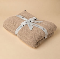 Cable Knit Marshmallow Blanket Cable Knit Marshmallow Blanket in Coco