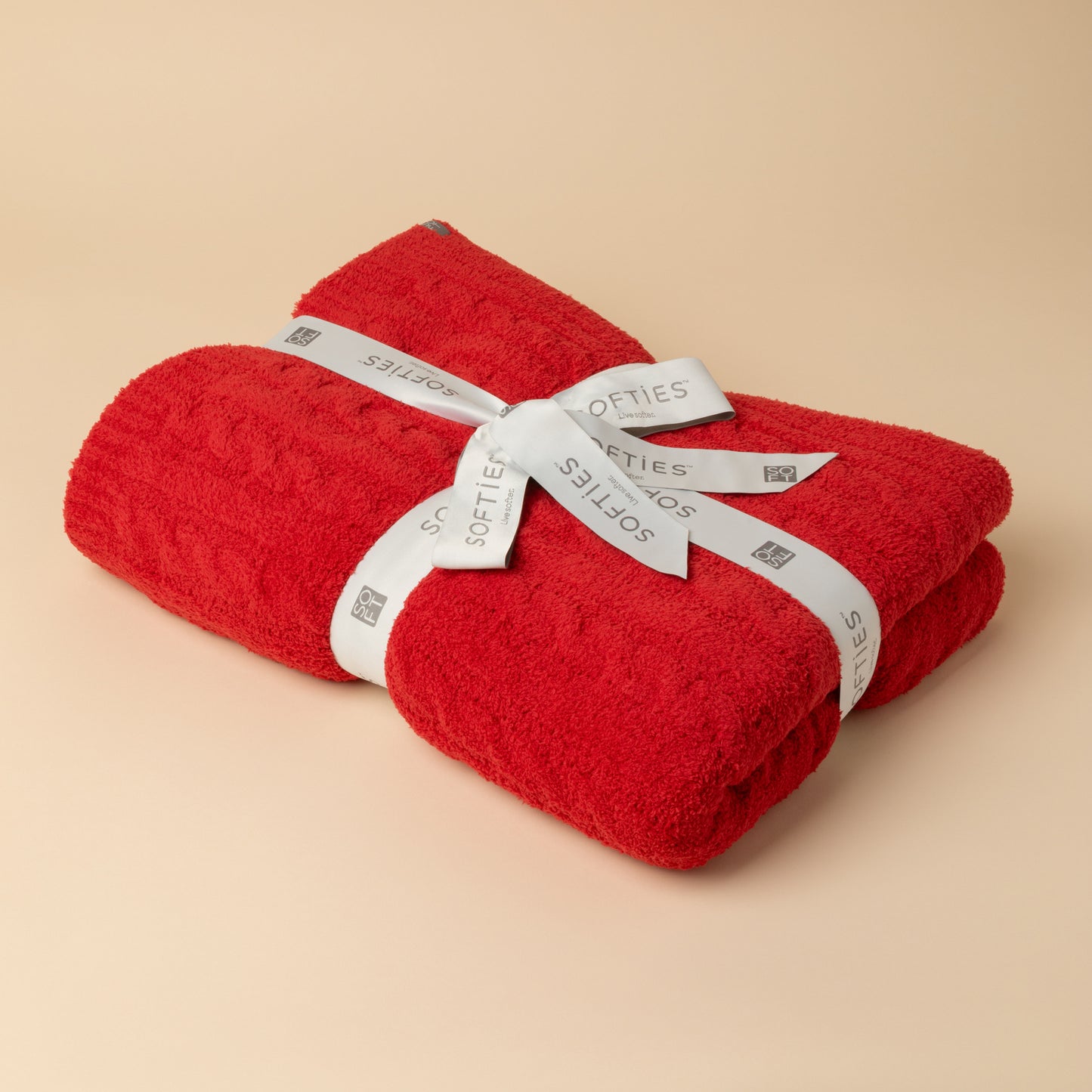 Cable Knit Marshmallow Blanket in Red
