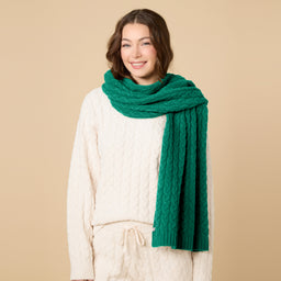 Cable Knit Marshmallow Scarf Cable Knit Marshmallow Scarf in Green