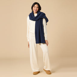 Cable Knit Marshmallow Scarf Cable Knit Marshmallow Scarf in Midnight