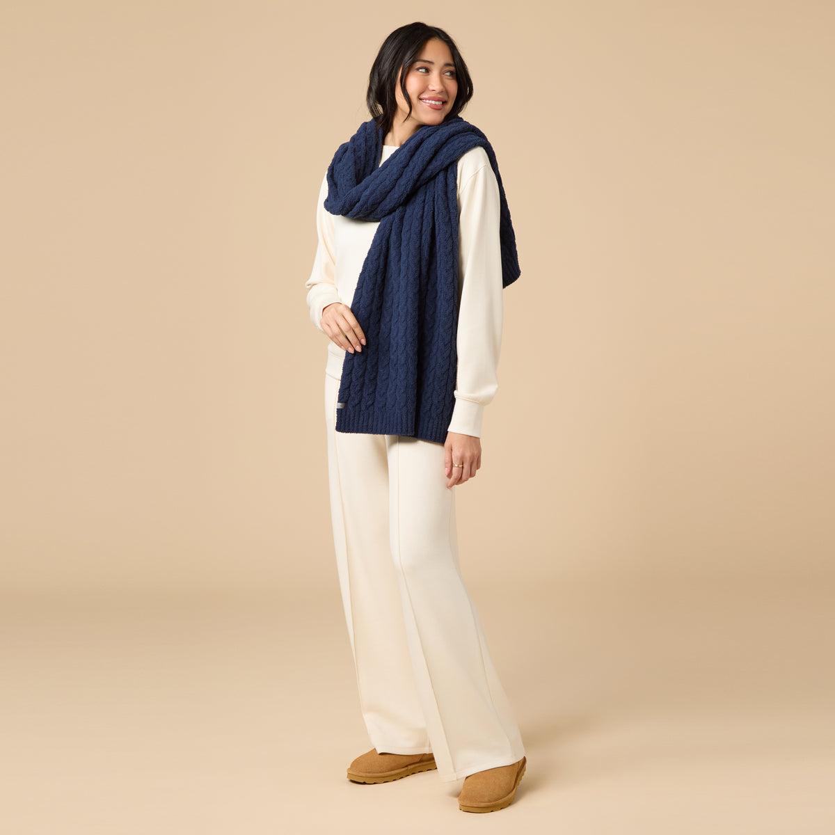 Cable Knit Marshmallow Scarf Cable Knit Marshmallow Scarf in Midnight