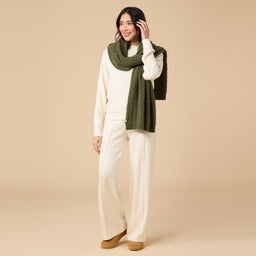Cable Knit Marshmallow Scarf Cable Knit Marshmallow Scarf in Olive