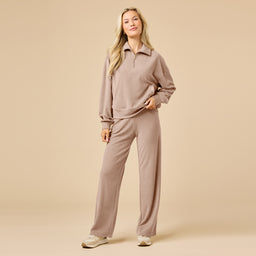 Serenity 1/4 Zip Top with Wide Pant Lounge Set Serenity 1/4 Zip Top with Wide Pant in Coco