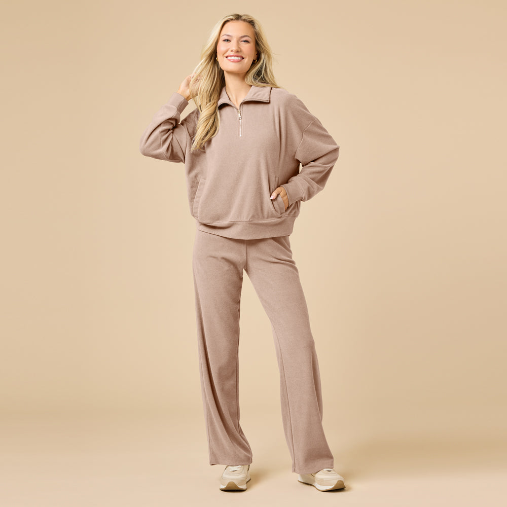 Serenity 1/4 Zip Top with Wide Pant Lounge Set Serenity 1/4 Zip Top with Wide Pant in Coco