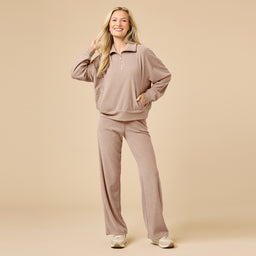 Serenity 1/4 Zip Top with Wide Pant Lounge Set Serenity 1/4 Zip Top with Wide Pant in Coco