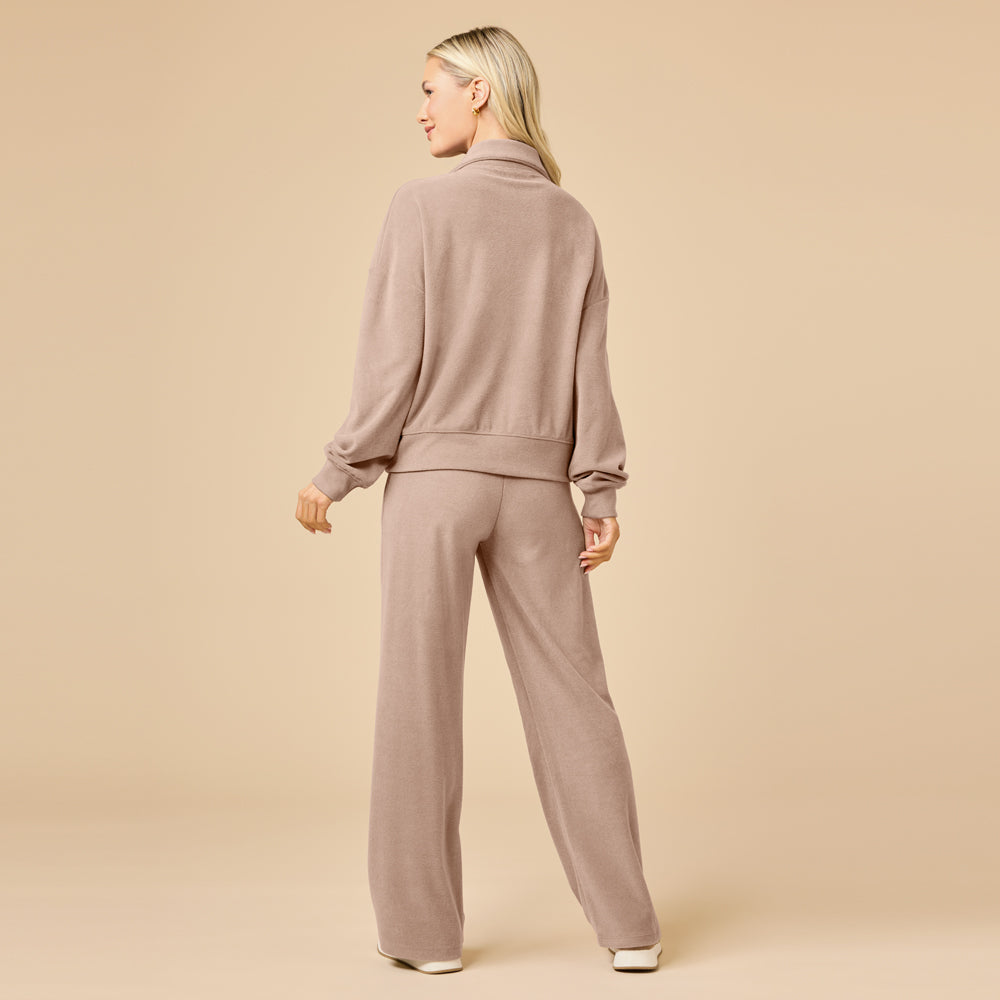 Serenity 1/4 Zip Top with Wide Pant in Coco