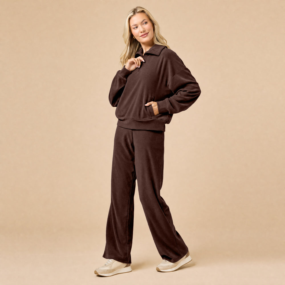 Serenity 1/4 Zip Top with Wide Pant in Espresso