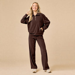 Serenity 1/4 Zip Top with Wide Pant Lounge Set Serenity 1/4 Zip Top with Wide Pant in Espresso