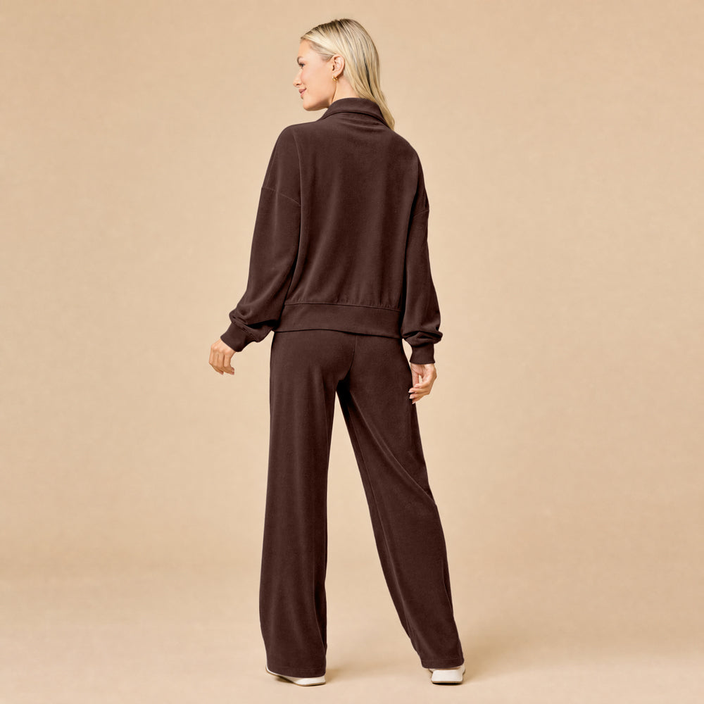 Serenity 1/4 Zip Top with Wide Pant in Espresso