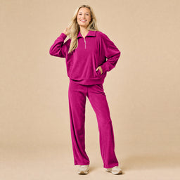 Serenity 1/4 Zip Top with Wide Pant Lounge Set Serenity 1/4 Zip Top with Wide Pant in Magenta
