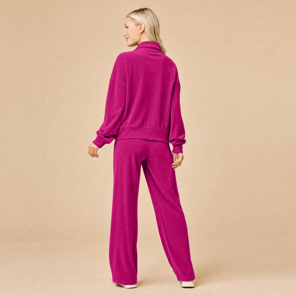 Serenity 1/4 Zip Top with Wide Pant Lounge Set Serenity 1/4 Zip Top with Wide Pant in Magenta