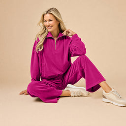 Serenity 1/4 Zip Top with Wide Pant Lounge Set Serenity 1/4 Zip Top with Wide Pant in Magenta