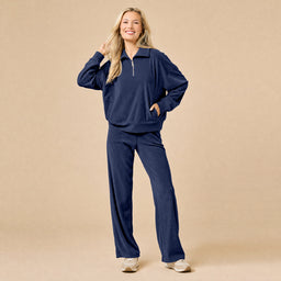 Serenity 1/4 Zip Top with Wide Pant Lounge Set Serenity 1/4 Zip Top with Wide Pant in Midnight