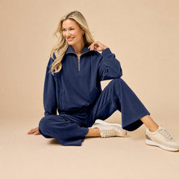 Serenity 1/4 Zip Top with Wide Pant Lounge Set Serenity 1/4 Zip Top with Wide Pant in Midnight
