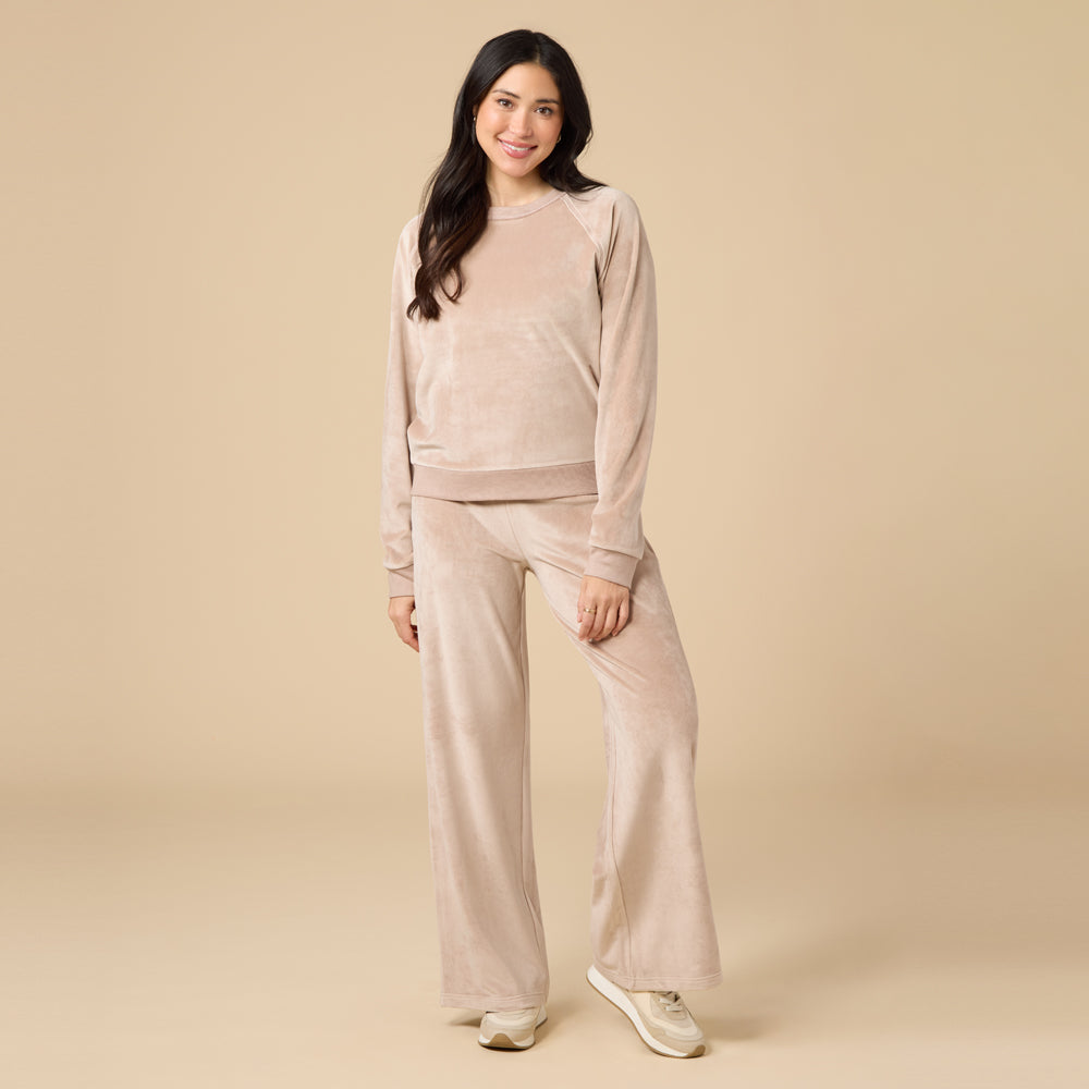 Serenity Raglan Crew with Wide Pant in Coco