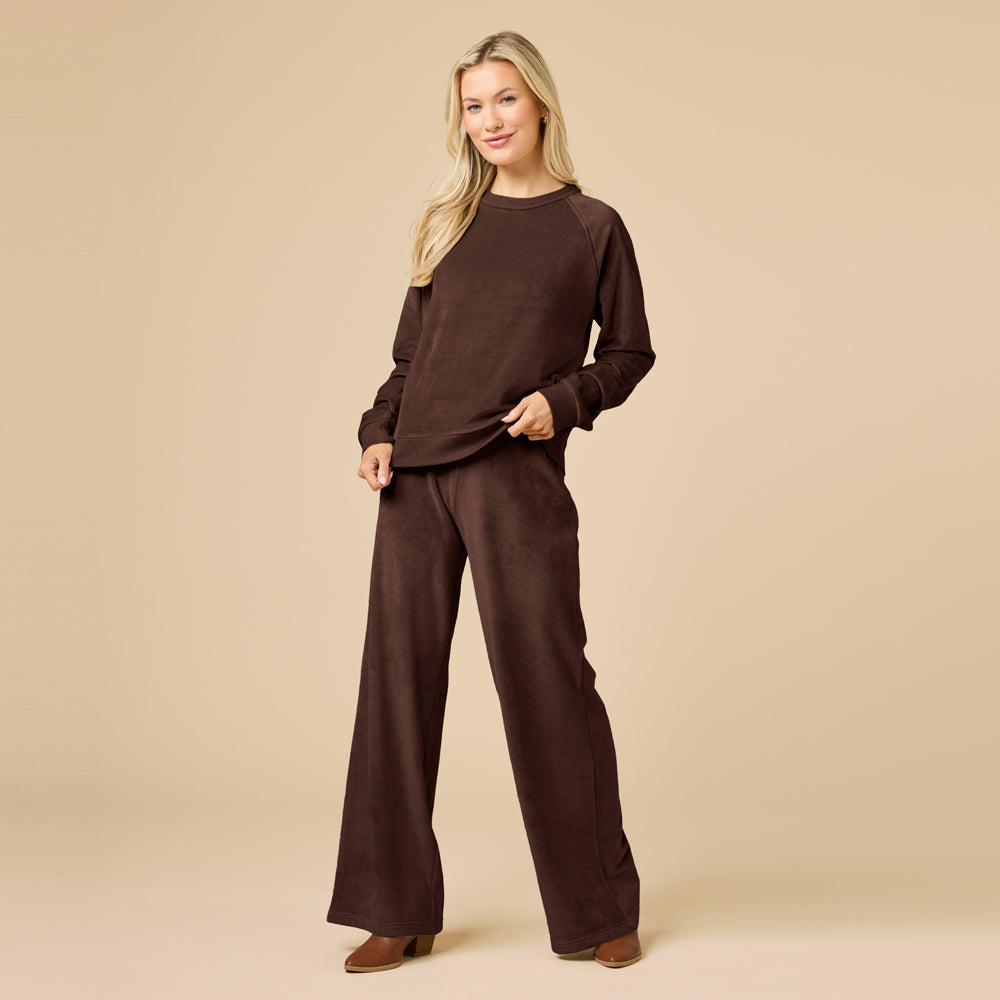 Serenity Raglan Crew with Wide Pant Serenity Raglan Crew with Wide Pant in Espresso