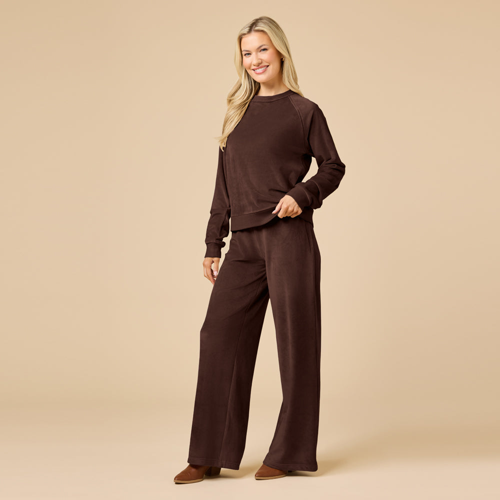 Serenity Raglan Crew with Wide Pant in Espresso