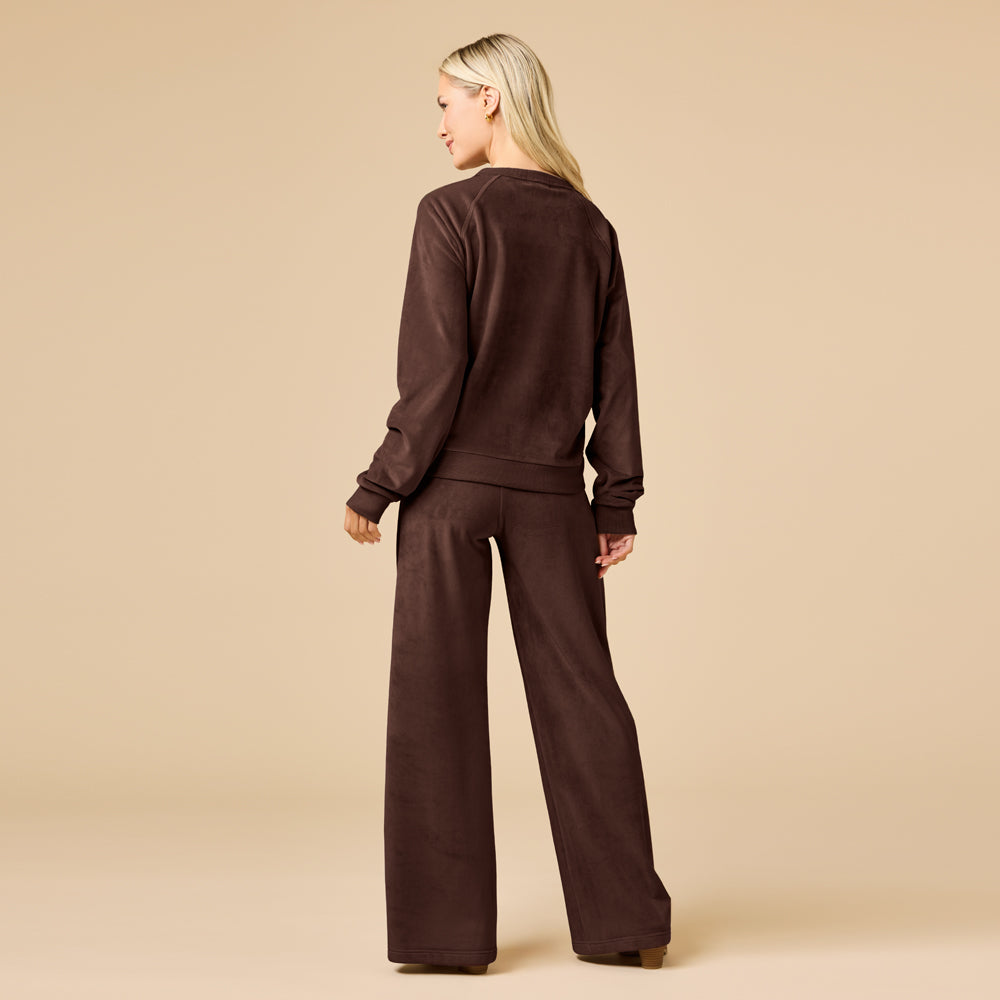 Serenity Raglan Crew with Wide Pant in Espresso
