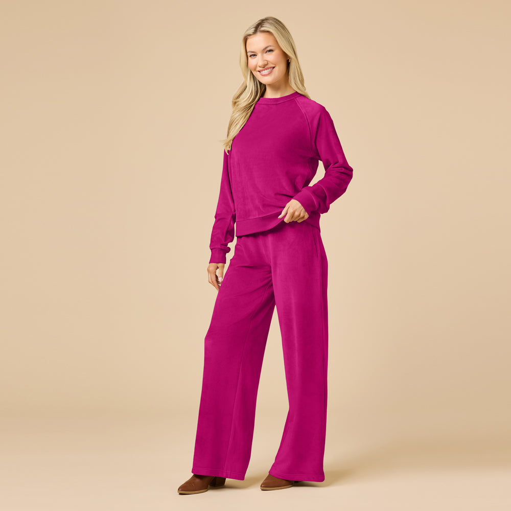 Serenity Raglan Crew with Wide Pant Serenity Raglan Crew with Wide Pant in Magenta