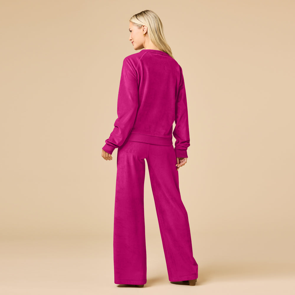 Serenity Raglan Crew with Wide Pant in Magenta