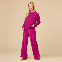Serenity Raglan Crew with Wide Pant Serenity Raglan Crew with Wide Pant in Magenta
