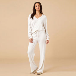 AirThermal Knit V-Neck with Raw Hem and Long Pant AirThermal Knit V-Neck with Raw Hem and Long Pant in Almond