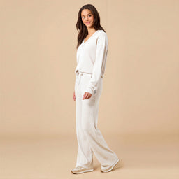 AirThermal Knit V-Neck with Raw Hem and Long Pant AirThermal Knit V-Neck with Raw Hem and Long Pant in Almond